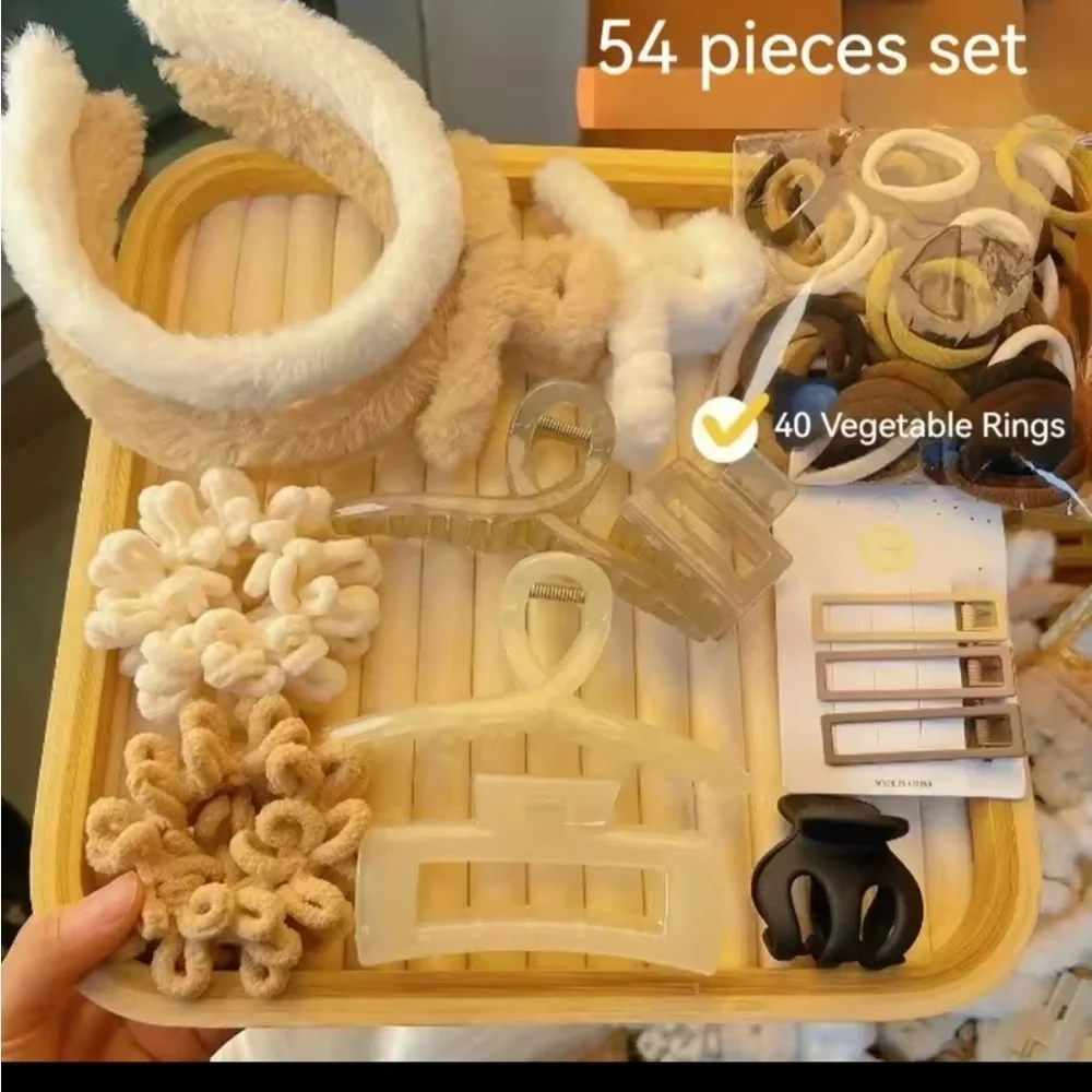 54-Piece Hair Accessory Set in Neutral Tones 0206